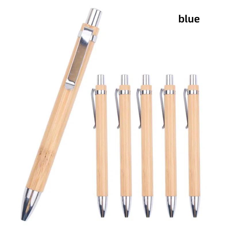 

4Pcs/Set Bamboo Wood Ballpoint Pen 1.0mm Bullet Tip Blue Black Ink Signature Ball Pen Office School Wrting Stationery синий
