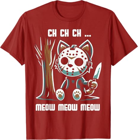 

Ch Ch Ch Meow Meow Meow Cat Movie Horror TShirt Halloween Costume Novelty Gift Cute Kitty Y2k Design Kitten Graphic Outfit S
