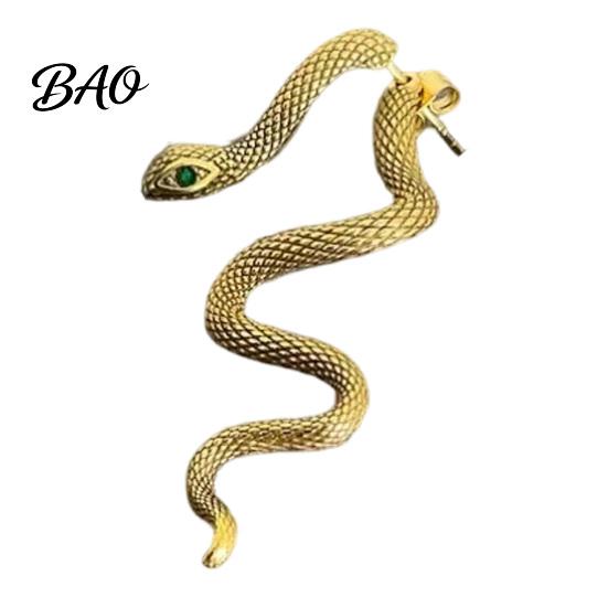 Snake Earrings for Women 1 Pair Vintage Gothic Earrings, Retro Punk Front Back Textured Scale Ear Decor Stud Serpent Halloween Animal Statement