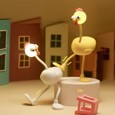 Funny Chicken Night Light Flexible LED Desk Light with Bendable Neck And Movable Limbs Portable Bedside Lamp for Sleep Reading And Lighting