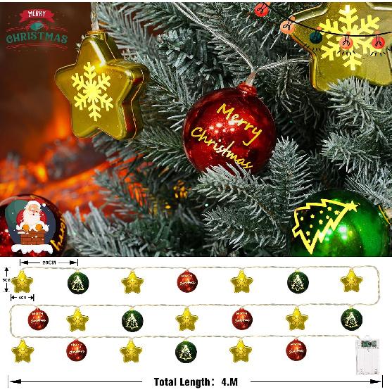 iShabao Christmas Decorations Lights, 13.5ft 20 Led Battery Christmas Light