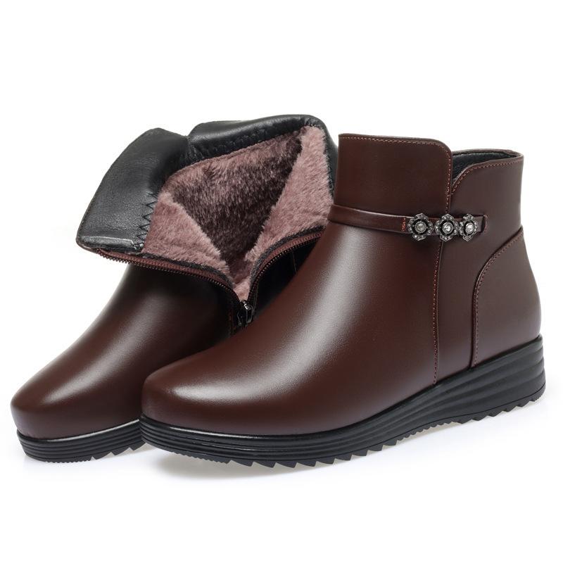 

Зимові черевики на плоскій підошві, жіночі туфлі для мами, оксамитові жіночі бавовняні туфлі, літні теплі вовняні туфлі, великий розмір, середнього та похилого віку, шкіряні туфлі 43