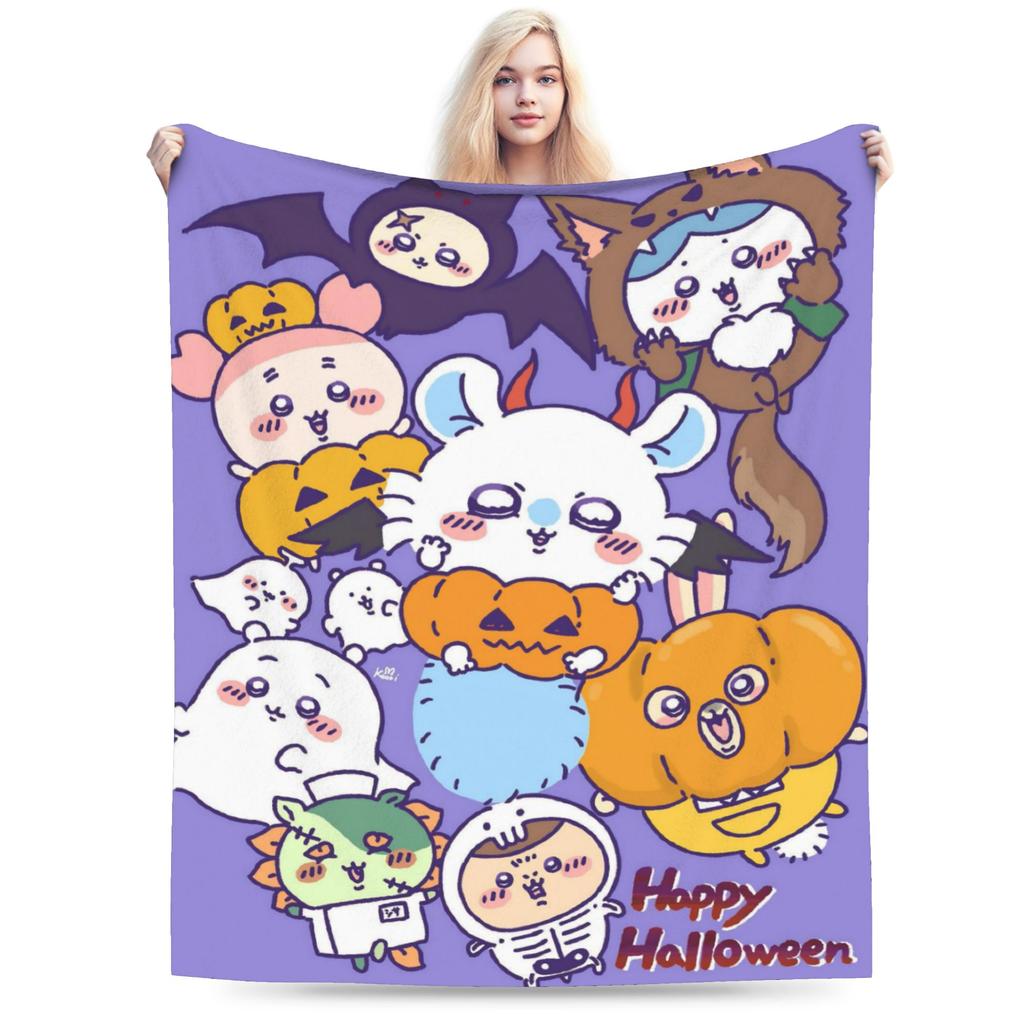 Chiikawa Catoon Flannel Blanket Grabber Kawaii Customized Throw Blankets for Sofa Bedding Lounge 125*100cm Bedspread