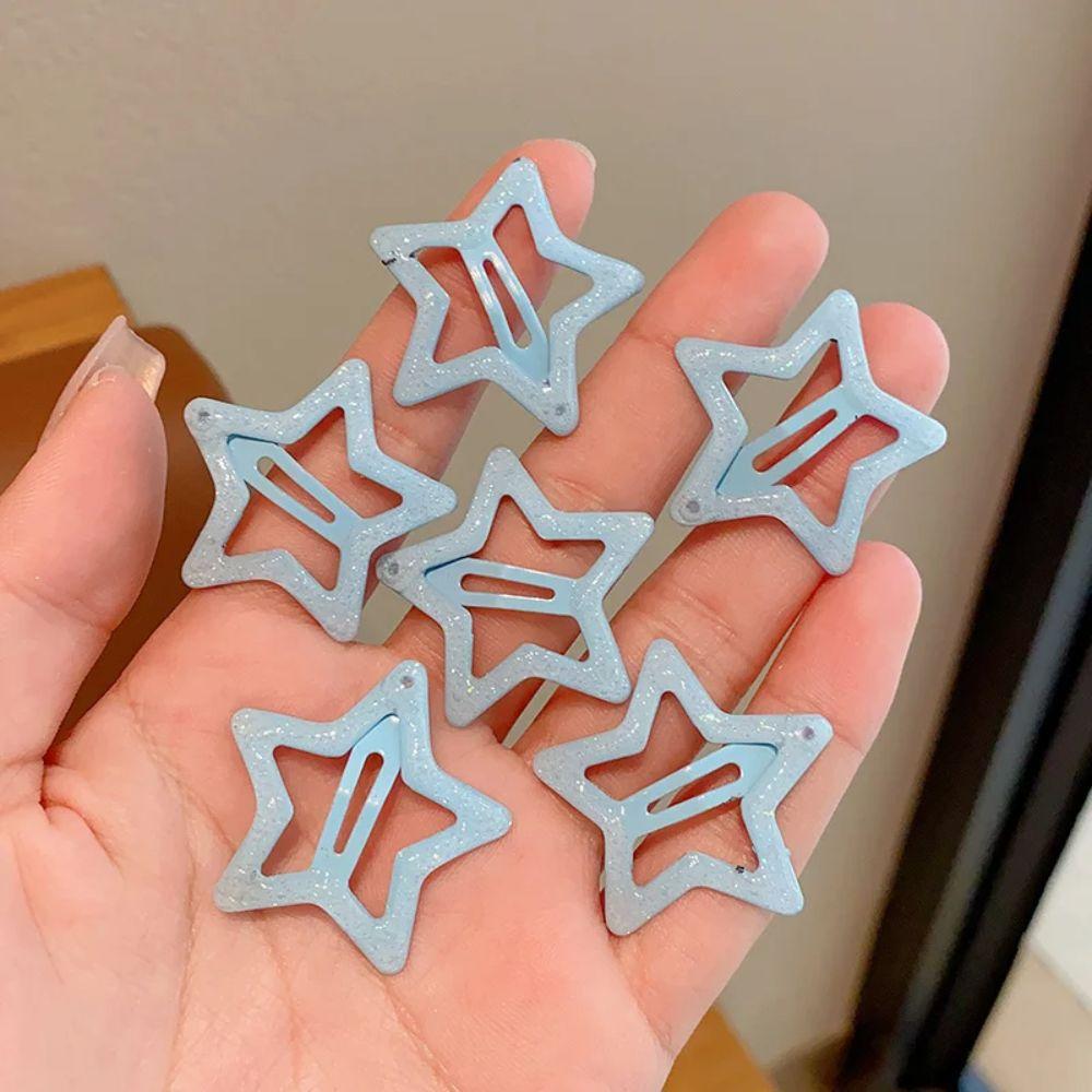 6Pcs/Set Cute Colors Children Sweet Barrettes Shiny Star Women Hairpins Baby Girls Hair Clips