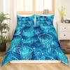 Teal Warm Comforter Cover Set King-Sized Dimensionsd Dimensions Ocean Decor,Jelyfish Soft Duvet Cover Nautical Sea Beding Set Marine Life Retro