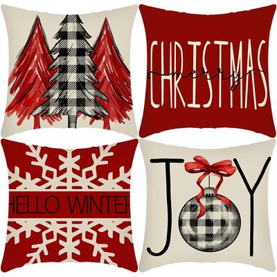 Neues Weihnachten Elch Weihnachtsbaum Schneeflocken Druck Kissen Zuhause Sofa Kissenbezug