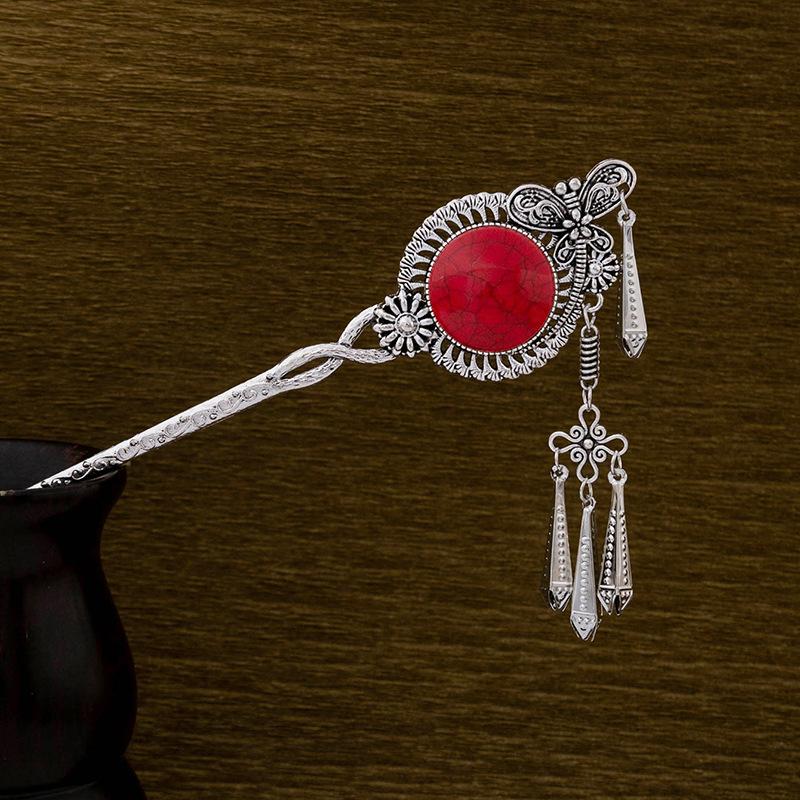 Retro Peacock Fringed Walking Hairpin, Miao Ethnic Style Butterfly Hairpin, Ancient Style Disc Hair Accessories For Women