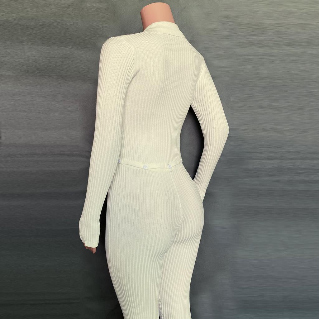 Langärmliger Woll-Overall mit Knöpfen für Damen im Herbst/Winter