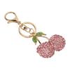 2pcs Sparkling Finish Cherry Keychain Red & Pink Key Ring Pendant Fruit Bag Charm  For Car Accessory