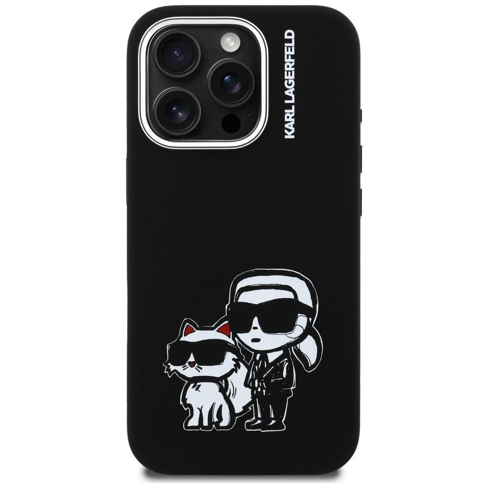 Karl Lagerfeld Silicone Karl&Choupette Sketch MagSafe Case for iPhone 16 Pro Black