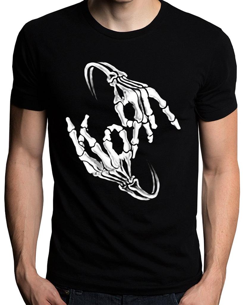 New Summer Casual Men Tee Shirt Korn Band Skeleton Sign Bone Logo Men's T-Shirt Streetwear