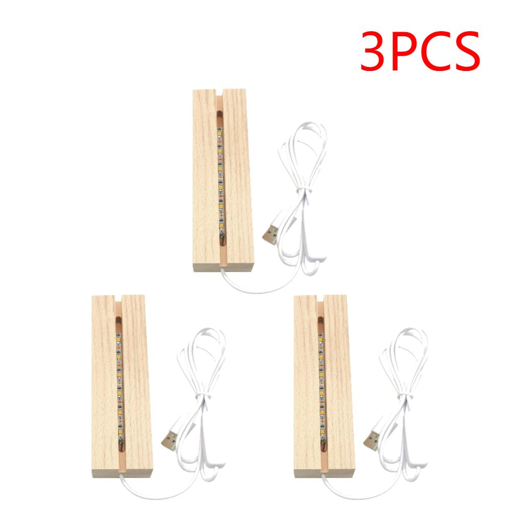 1-10PCS LED Wood Light Display Crystal Wooden Lighted Base Stand Acrylic Light Plate Base USB Wooden Base for Resin Art Light