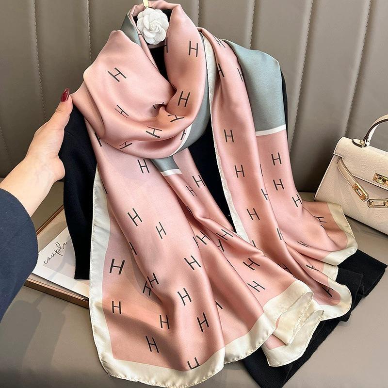 Korean Style Fashionable Satin Scarf Women Sunscreen Shawl Beach Wrap