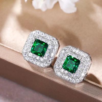 Nouveaux Boucles d'Oreilles Clous en Argent Sterling pour Femmes Mode Pierre Carrée Zirconium Cubique Mariage de Mariée Brincos Accessoires