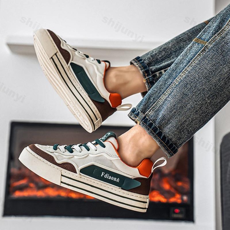 Fashion Men's 2025 Summer New Mesh Breathable Casual Sneakers Fashion Trend Comfortable Versatile Color Blocked Thick Soled Chunky Shoes