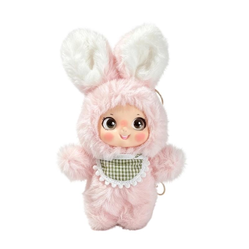 Porte-clés Charme de Sac Mignon avec Corps de Poupée Peluche, Lanière Boucle Suspendue et Détail Costume Animal Doux pour Clés et Sacs à Dos
