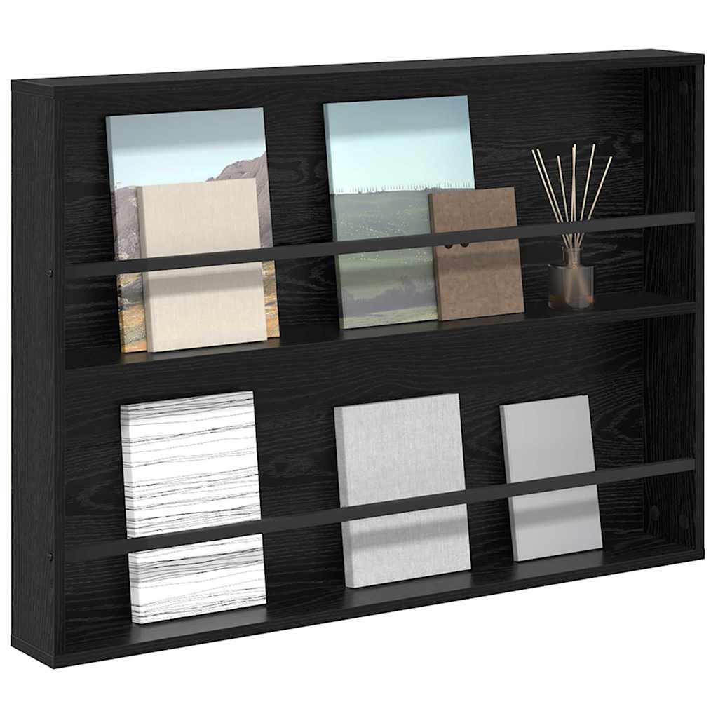 Magazine Shelf with Shelf Black Oak Effect 100 x 12 x 70 cm