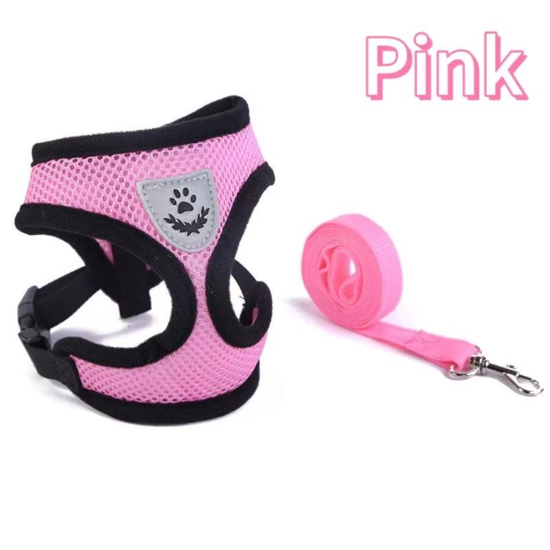 

1pcs Pet Harness Vest Walking Lead for Puppy Dogs Collar Adjustable Reflective Breathable Harness for Dogs Puppy and Cats S (1.5-2.5kg) рожевий