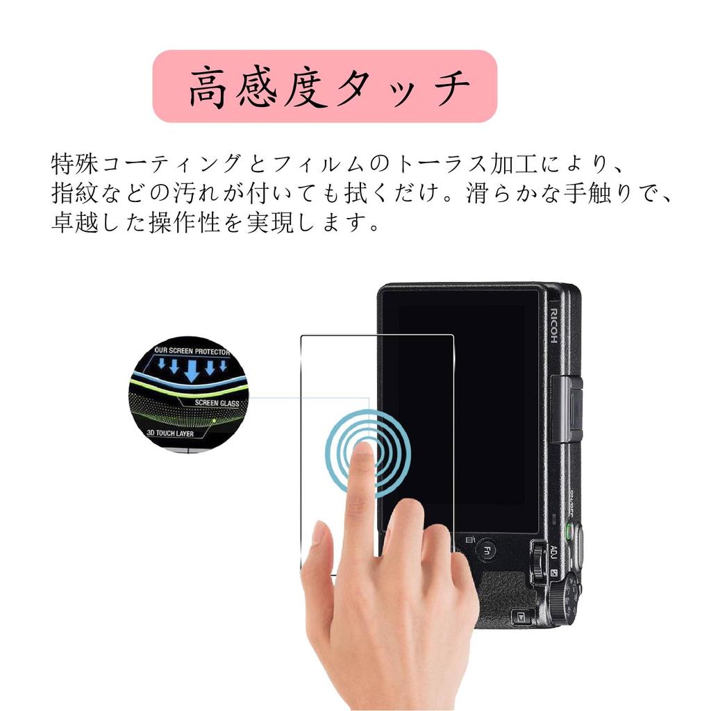 Compatible with Ricoh GR and GR3 Screen Made in Japan with Asahi High 9H and High [2-Pack] IIIx, GR3x, Protectors, Glass. Ultra-Thin, Sensitivity,
