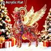 2D Flat Acrylic Christmas Hanging Pendant Red Gold Chinese Zodiac Goat Xmas Tree Ornament New Year Car Pendant