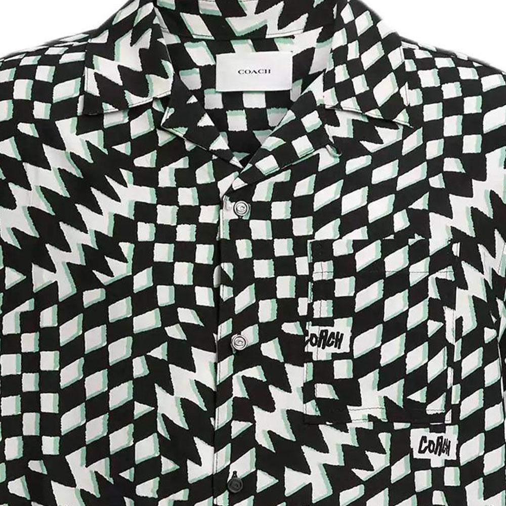 Coach Geometric Pattern Button Down Short Sleeve Shirt Men shirts CBD32-VCR