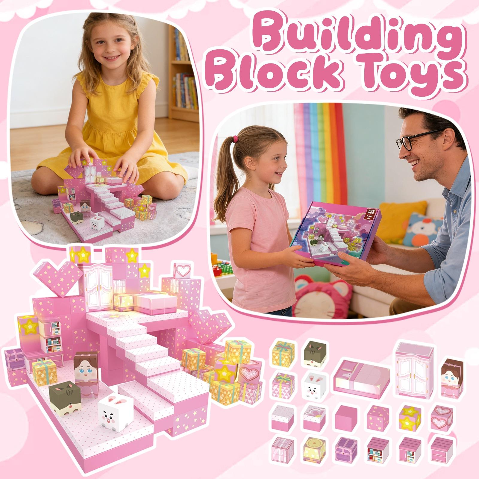 Magnetic Building Block Set, Magnetic  , Magnetic Sheets, Children S Diy Toys One Size розовый