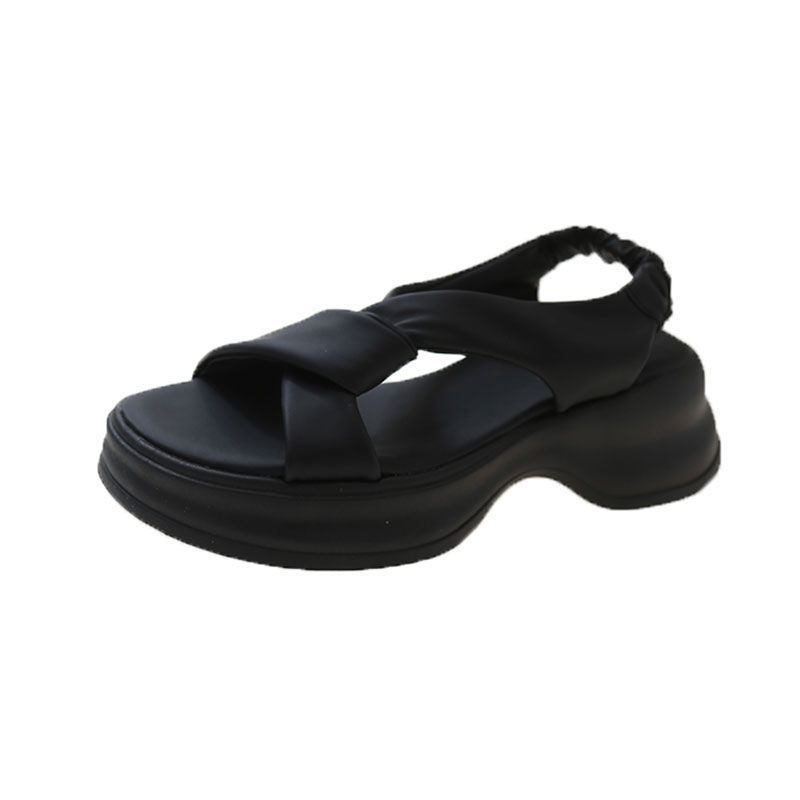 Sandals women's new summer 2025 outer wear open-toe simple cross-strap comfortable platform Roman sandals are niche for women