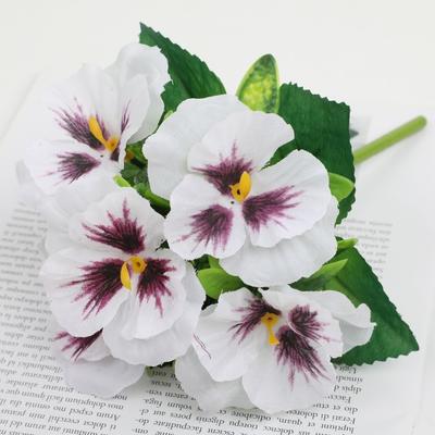 Silk Cloth Artificial Pansy Flowers Dyed Edged DIY Floral Flower Bouquet Soft Realistic Artificial Flowers Valentine's Day Gift