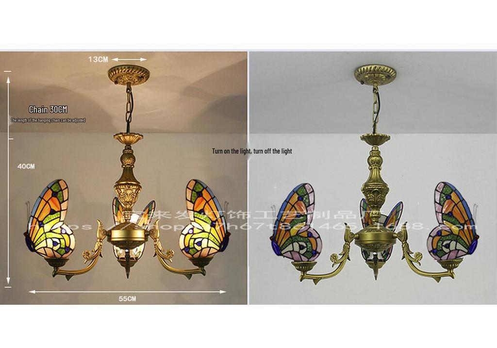 Tiffany Butterfly Pendant Light for Bedroom, Dining Room, Bar, Coffee Shop, Creative Club, KTV, and Counter Lighting