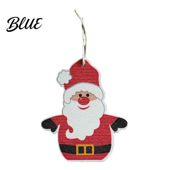 Classic Red White Decorations Christmas Tree Wooden Pendant Vintage Cartoon Ornament with Lanyards Hanging Lightweight Pendant for Holiday