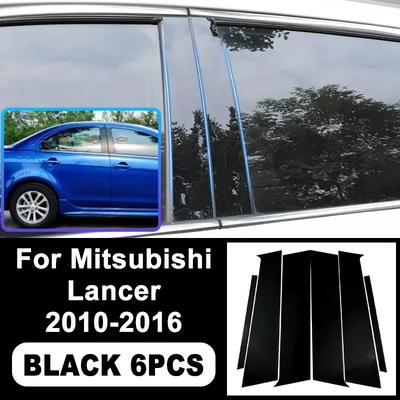 For Mitsubishi Lancer 2010-2016 Piano Black B C Pillar Stickers, Easy Tall PC Window Trim Anti-Scratch Exterior Styling Parts