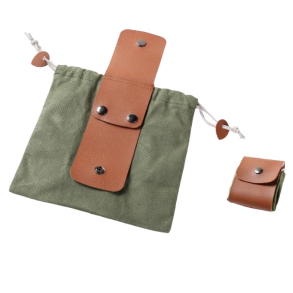 Collapsible Canvas Storage Bag PU Leather Outdoor Foraging Bag Garden Picking Pouch  Tool Storage