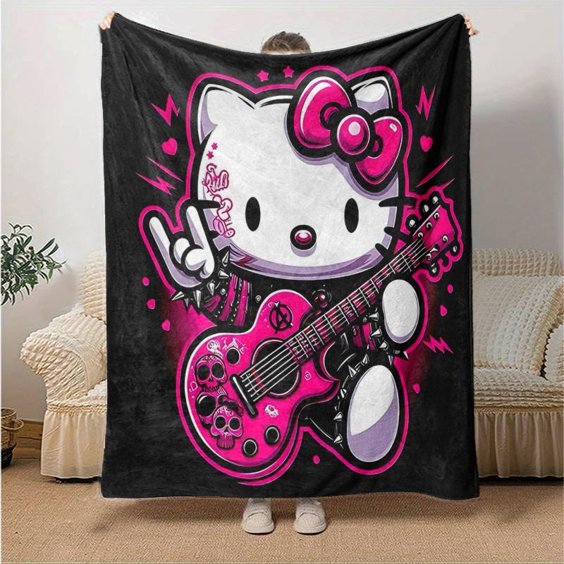 

1pc Hello Kitty Rocks Blanket, Soft Throw for Room Decor, Perfect Gift for Family and Friend, Family-Friendly Design, Suitable for All Seasons, Cozy a 130x150cm
