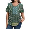 Women's Plus Size Fashionable Casual Loose-Fit Short Sleeve Elegant V Neck Blouse For Work
