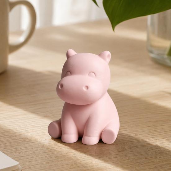 Dashboard Ornament Auto 3D Geprinte Nijlpaard Beeldjes, Minimalistisch Roze Bureau met Beeldje Decoratie Antislip Verzwaarde Basis, Schattige Interieur Decoratie,