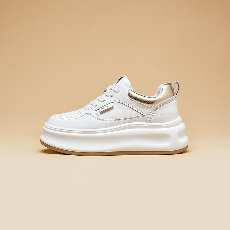 

Popular little white shoes women s 2025 spring new versatile thick-soled muffin shoes casual sports heightening board shoes 40 платиновый