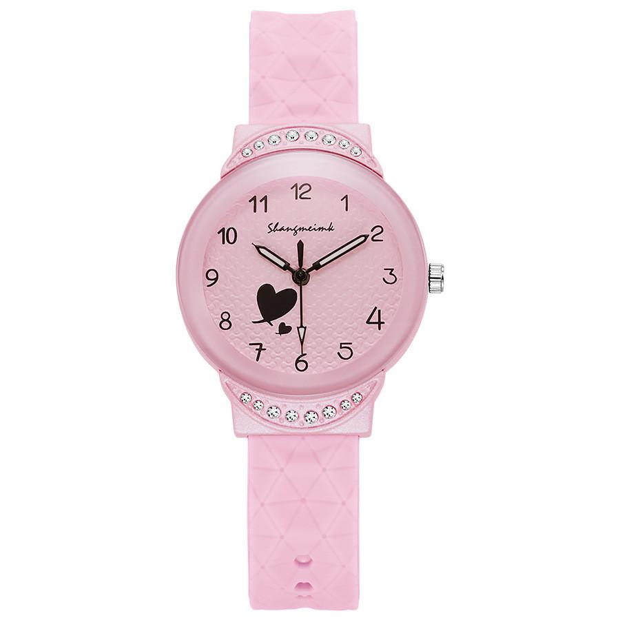 Studentklocka Flickor Kvarts Silikonarmband Med Dekorativ Urtavla För Mellanstadiet Tonåringar