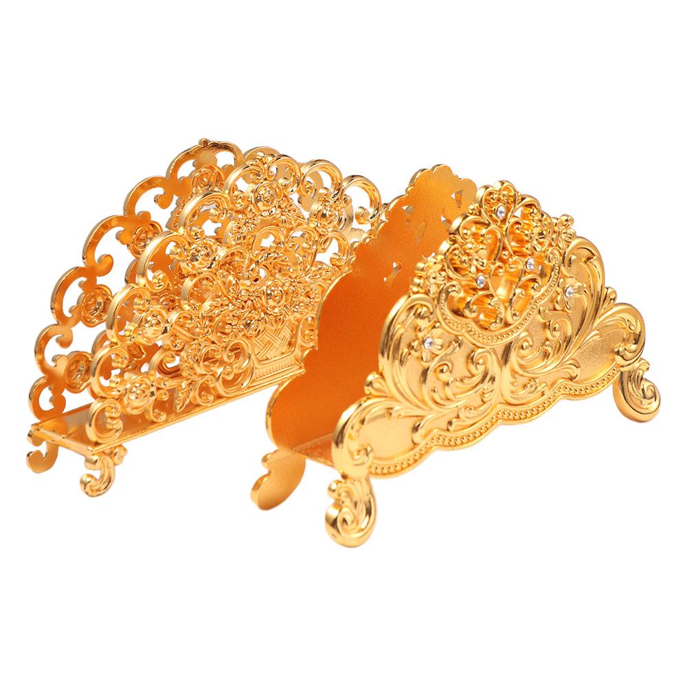 European Style Napkin Holder Desktop Ornament Gold Tissue Box Metal Paper Dispenser Restaurant