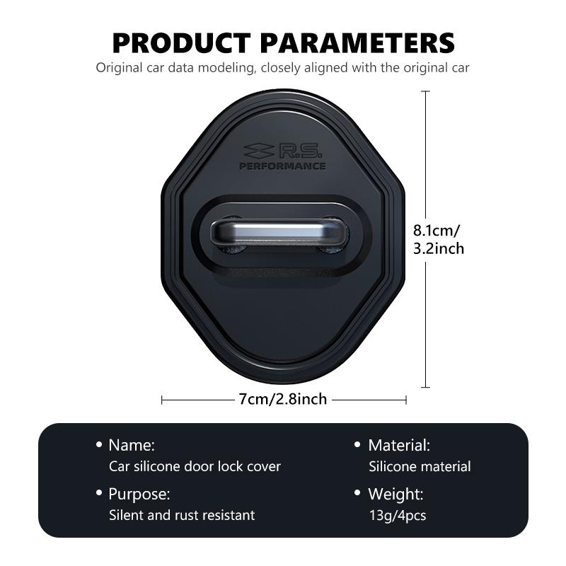 4Pcs Car Silicone Door GUEF Lock Cover Anti-Collision Protector Accessories For Renault Clio Kadjar Espace Symbol RS Megan