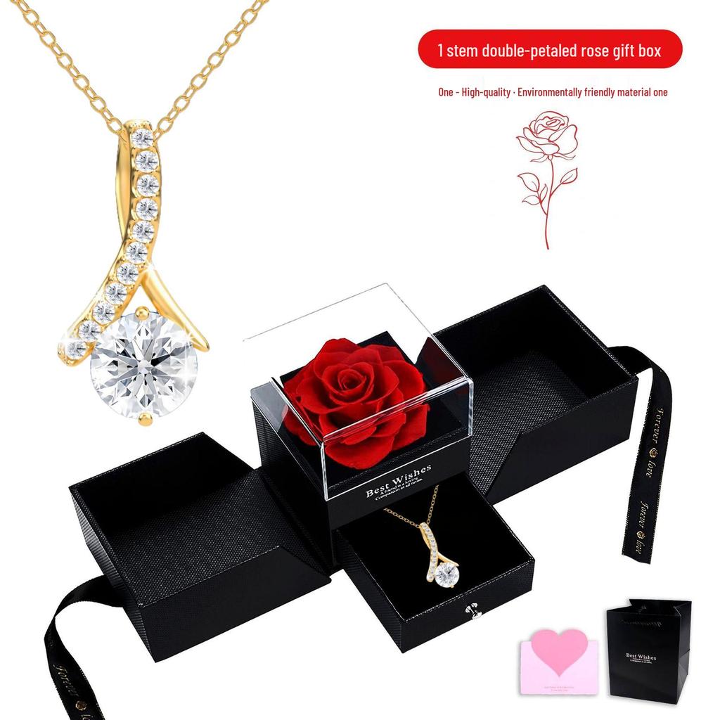 Charming Micro-Inlaid Diamond Pendant Necklace – Fresh, Lovely, and Fashionable Bone Chain