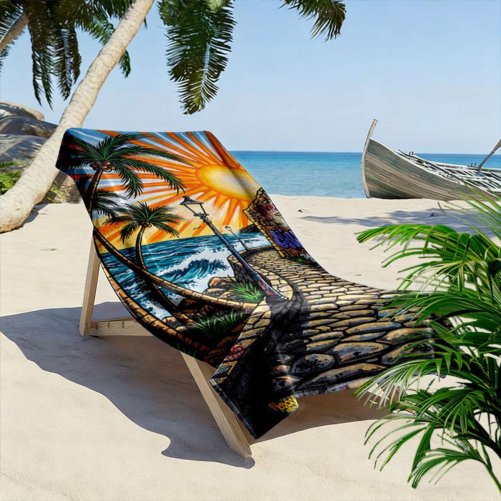 Tropical Sunset Beach Path Beach Towel Quick-drying for Travel Outdoor Sports Jogging Beach and Swimming