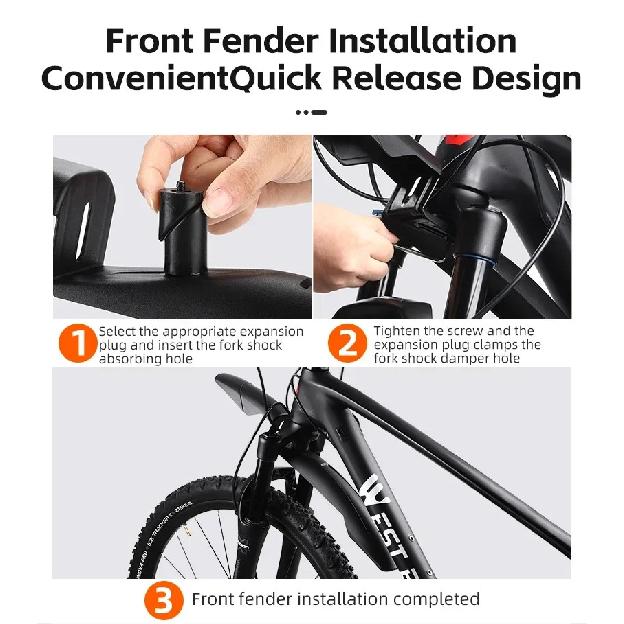 WEST BIKING Mountain Bike Fender Set Universal 29 Inch MTB Mudguard Adjustable Front and Rear Mud Flaps Bicycle Mud Protector
