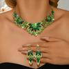 Diamond Inlaid High-end Alloy Multi-color Necklace Earrings Suitable for Women's Vacation Travel Eye-catching Accessories