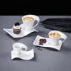 Tazza da Caffè Creativa Europea in Ceramica a Onda Minimalista Bianca Pura Adatta per Casa Ufficio Caffetteria Tè Pomeridiano e Stoviglie