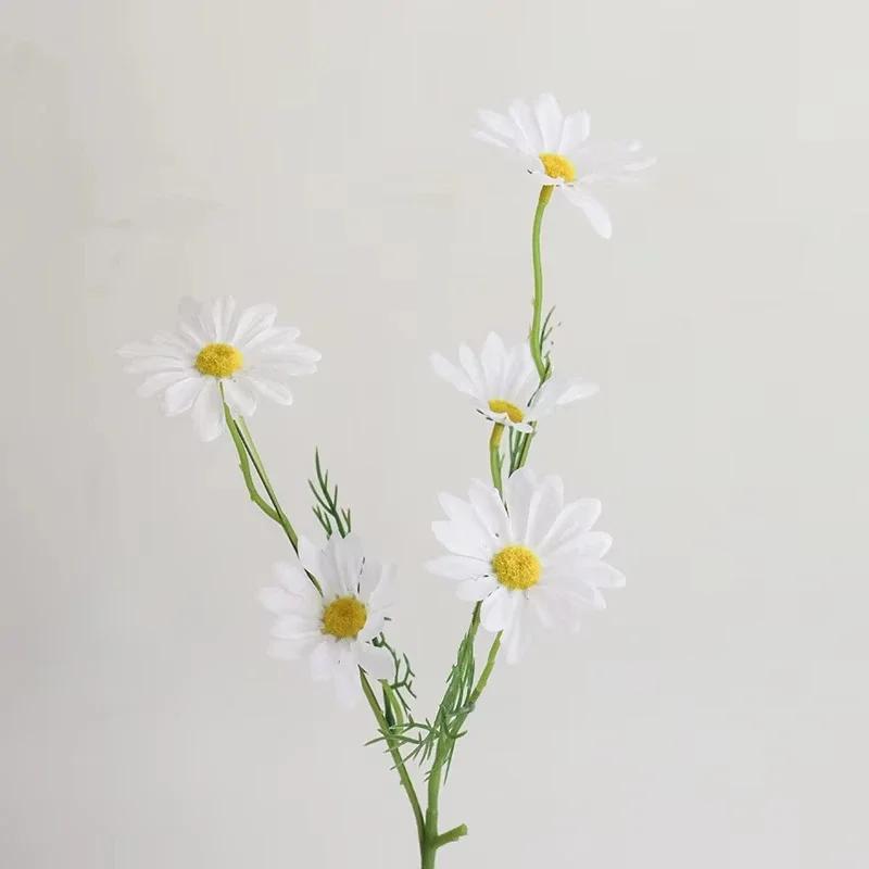 10pcs Yellow Daisies Artificial Flowers Long Branch Bouquet Family Party Wedding Decoration DIY Bridal Silk Artificial Flower