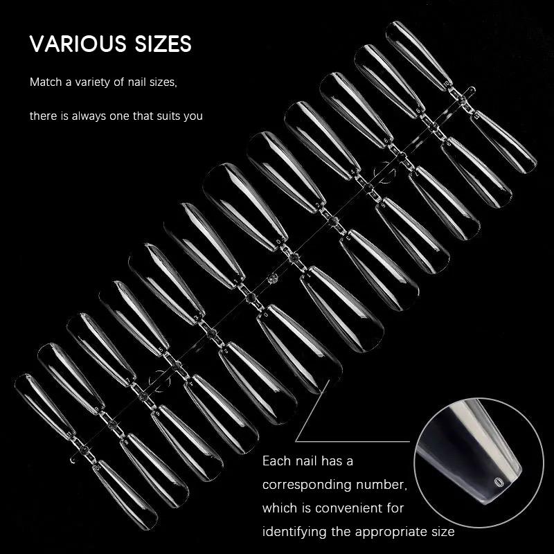 Nailpop Transparent Fake Nail Acrylic Tips Press On Nails Coffin Traceless and Ultrathin False Nails Accessories Tools 120pcs