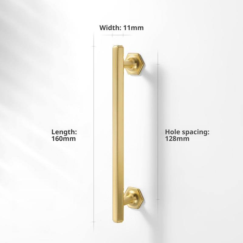 Modern Minimalist Kitchen Cupboard Handles Solid Zinc Alloy Vintage Wardrobe Door Pulls Brushed Brass Finish Furniture Hardware