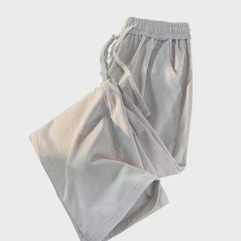 Men's Trendy American Retro Brown Corduroy Casual Pants - Loose Fit, Straight, for Spring & Autumn