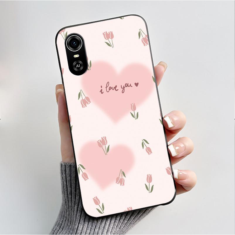 For ZTE Blade A33S Phone Cases Soft Silicone Back Cover For ZTE Blade A 33 S Case Fashion Flower Black TPU Shell Coque A33S Capa