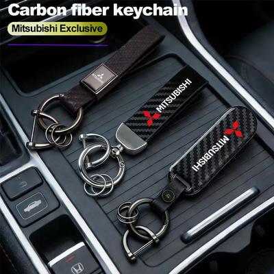 Carbon Fiber Texture Car Key Chain Ring Auto Keychain For Lancer Outlander Pajero ASX Colt I200 Space Delica Triton